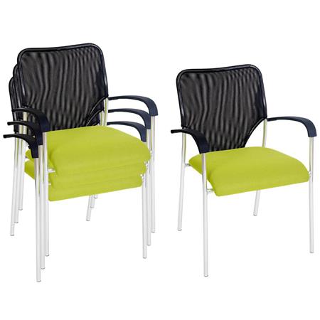 Set van 4 Vergaderstoelen JAMAICA, Stevig en Comfortabel, Ademend Mesh in de Kleur Groen