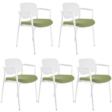 Set van 5 Vergaderstoelen ERIC, Comfortabel en Praktisch, Stapelbaar, Kleur Groen