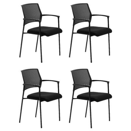 Set van 4 Vergaderstoelen TERRANOVA, Stapelbaar, Metalen frame, Zwart