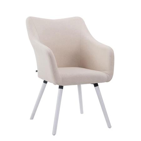 Bezoekersstoel GREG STOF, Modern Ontwerp, Witte Poten, Beige