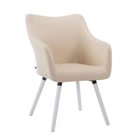 Bezoekersstoel GREG LEDER, Modern Ontwerp, Witte Poten, Beige