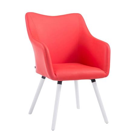 Bezoekersstoel GREG LEDER, Modern Ontwerp, Witte Poten, Rood