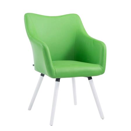 Bezoekersstoel GREG LEDER, Modern Ontwerp, Witte Poten, Groen