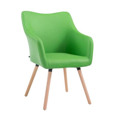 Bezoekersstoel GREG LEDER, Modern Ontwerp, Beukenkleurige Poten, Groen