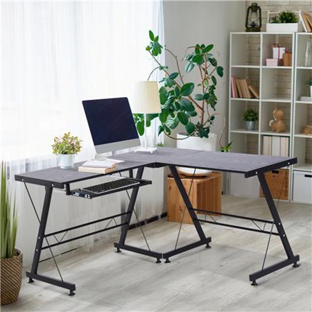 Computertafel ELTON, Metalen Structuur, Toetsenbordlade, Kleur Zwart