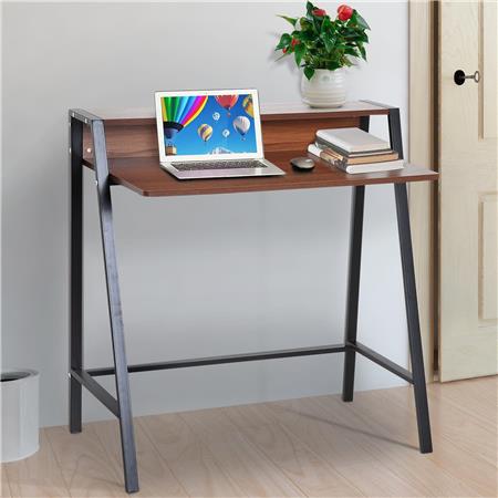 Laptopbureau NELLY, Afmetingen 84x45x85 cm, van Metaal en Hout in de kleur Walnoot