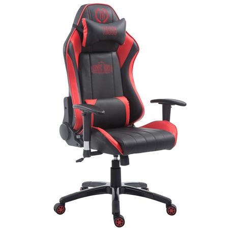 Gamingstoel  LOGAN PRO, Kantelbare Rugleuning, Cervicale en Lumale Kussens, In Zwart/Rood