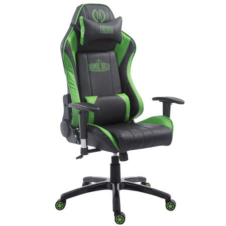 Gamingstoel  LOGAN PRO, Kantelbare Rugleuning, Cervicale en Lumale Kussens, In Zwart/Groen