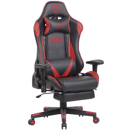 Gamingstoel RACING LUX, Kantelbare Rugleuning, Massagefunctie, in Zwart/Rood Leder