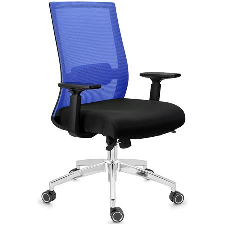 Ergonomische Bureaustoel NIXON, Lendensteun, Metalen Onderstel, Gebruik 8 uur, Blauw