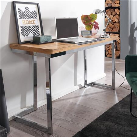 Bureau BETA, Asymmetrisch Ontwerp, Stalen Onderstel, 140x76x45 / 55 cm, Eiken Blad