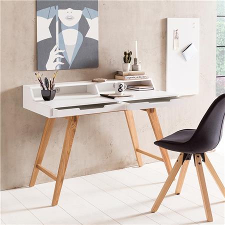 Bureau KATEN, Scandinavisch Ontwerp, 110x85x86cm, Kleur Wit en Eik