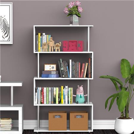 Boekenkast AMELIA, Modern en Praktisch, 80x30x145cm, IJzer en Hout, Kleur Wit