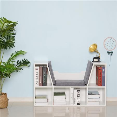 Boekenkast MERIDIAAN, Met Bank, Multifunctioneel, 102x30x61cm, in Wit Hout