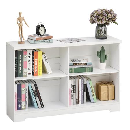 Boekenkast DALLAS, 4 Verstelbare Vakken, 119,5x29,5x76,5 cm, Wit Hout