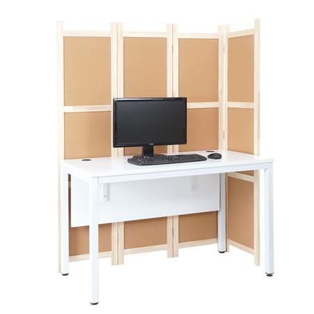 Bureau met scherm KLASS, 120x76x60cm, In Metaal en Hout, Kleur Wit