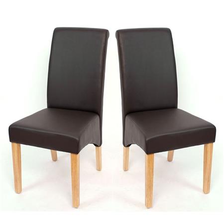 SET van 2 Eetkamerstoelen M37, Bekleed met Donkerbruin Leder en Lichthouten Poten