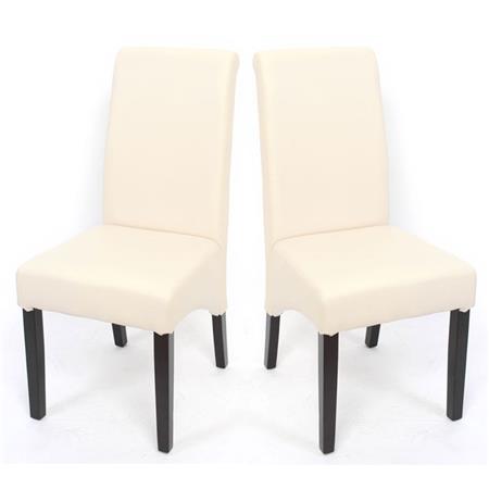 SET van 2 Eetkamerstoelen M37, Bekleed met Beige Leder en Zwarte Poten