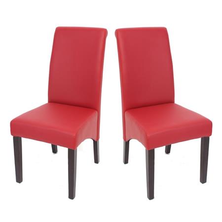 SET van 2 Eetkamerstoelen M37, Bekleed met Mat Rood Leder en Zwarte Poten