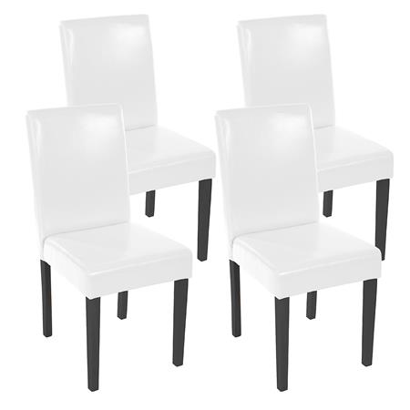 Set van 4 Eetkamerstoelen LITAU, Prachtig Ontwerp, Wit Leder, Zwarte Poten