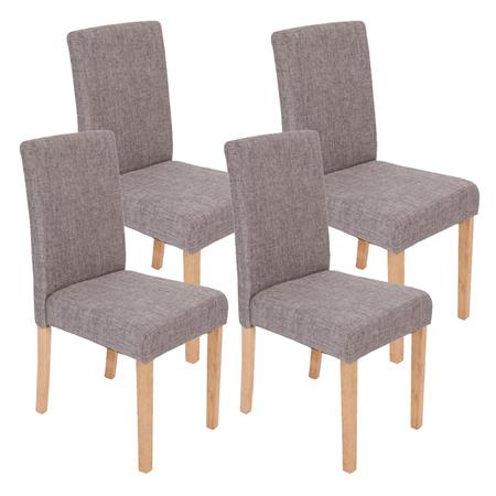 Set van 4 Eetkamerstoelen LITAU STOF, Prachtig Ontwerp, Grijs met Lichthouten Poten