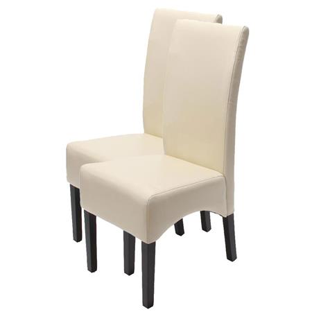 Set van 2 Eetkamerstoelen LATINA ECHT LEDER, Beige met Zwarte Poten