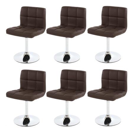 Set van 6 Keuken / Eetkamerstoelen GENUA, Draaibaar, Heel Comfortabel, Bruin