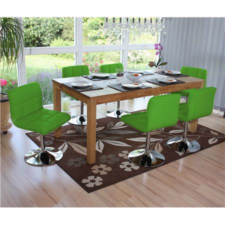 Set van 6 Keuken / Eetkamerstoelen GENUA, Draaibaar, Heel Comfortabel, Groen