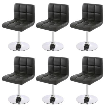 Set van 6 Keuken / Eetkamerstoelen GENUA, Draaibaar, Heel Comfortabel, Zwart 