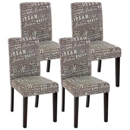 Set van 4 eetkamerstoelen DALI, Prachtig Motiefdesign, Grijze Stof en Donkere Poten