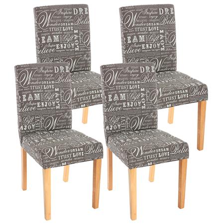 Set van 4 eetkamerstoelen DALI, Prachtig Motiefdesign, Grijze Stof en Lichte Poten