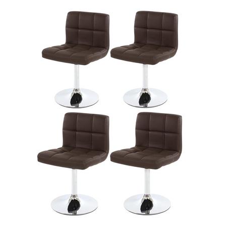 Set van 4 Keuken / Eetkamerstoelen GENUA, Draaibaar, Heel Comfortabel, Bruin