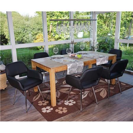 SET van 6 CALISA Stoelen, Trendy Design, Metalen Onderstel, in Zwart Leder