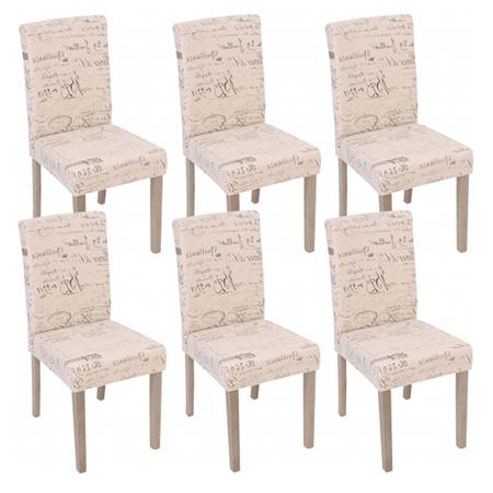 Set van 6 eetkamerstoelen DALI, Modern Ontwerp, Beige met Motieven, Natuurlijke Poten