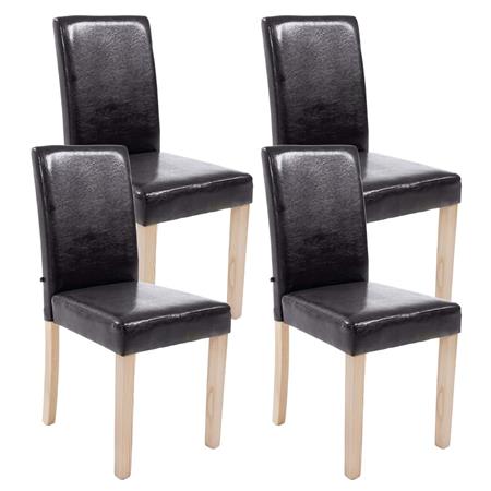 Set van 4 Eetkamerstoelen CAPRI, Bruin Leder en Lichte Houtkleurige Poten , Heel Stevig en Comfortabel